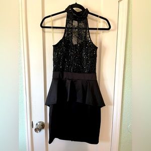 Black sequins cocktail dress